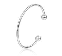 Kritz Bracelet Jonc Femme Ouvert Plaqué Argent, Manchette Rigide à Boules Fine Empilable en Acier Inoxydable 316L, Minimaliste Élégant, Cadeau Bijoux Tendance