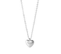 Kritz Collier Femme Coeur plaqué Or ou Argent et Acier inoxydable - Pendentif Cœur Minimaliste Amour Amitié avec Chaîne Réglable - Bijoux Cadeaux Femmes (Coeur Poli Argent)
