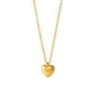 Kritz Collier Femme Coeur plaqué Or ou Argent et Acier inoxydable - Pendentif Cœur Minimaliste Amour Amitié avec Chaîne Réglable - Bijoux Cadeaux Femmes (Coeur Poli Or)