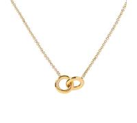 Kritz Collier Femme Deux Anneaux Entrelacés Plaqué Or ou Argent et Acier inoxydable - Pendentif Deux Cercles Amour Amitié infini avec Chaîne Réglable - Bijoux Cadeaux Femmes (Or)