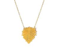 Kritz Collier Femme Feuille Palmier Plaqué Or - Pendentif Palm Leaf Tropical Acier inoxydable Hypoallergenique et Chaîne réglable - Bijoux Cadeau