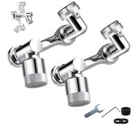Krivo V2 Rallonge de robinet rotatif Flexiflow 1080° Robinet pivotant universel 1080° Robinet d'extension multifonction pour cuisine et salle de bain (2 pièces)