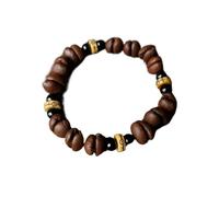 KRJGOERG Bracelet élastique fait à la main en grains de café naturel tressé en copeaux de noix de coco pour femme, 1.0*1.0*1.0