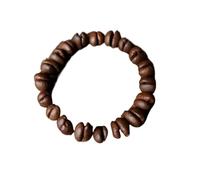 KRJGOERG Bracelet élastique fait à la main en grains de café naturel tressé en copeaux de noix de coco pour femme, 1.0*1.0*1.0
