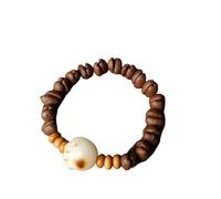 KRJGOERG Bracelet élastique fait à la main en grains de café naturel tressé en copeaux de noix de coco pour femme, 1.0*1.0*1.0
