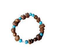KRJGOERG Bracelet élastique fait à la main en grains de café naturel tressé en copeaux de noix de coco pour femme, 1.0*1.0*1.0