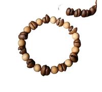 KRJGOERG Bracelet élastique fait à la main en grains de café naturel tressé en copeaux de noix de coco pour femme, 1.0*1.0*1.0