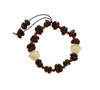 KRJGOERG Bracelet élastique fait à la main en grains de café naturel tressé en copeaux de noix de coco pour femme, 1.0*1.0*1.0