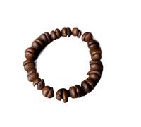KRJGOERG Bracelet élastique fait à la main en grains de café naturel tressé en copeaux de noix de coco pour femme, 1.0*1.0*1.0