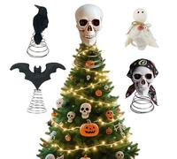 KRJGOERG Cimier de sapin d'Halloween en forme de tête de mort et corbeau, décoration miniature pour sapin d'Halloween, décorations de Noël et accessoires de fête, cadeau de Nouvel An
