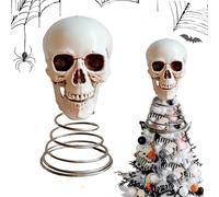 KRJGOERG Cimier de sapin d'Halloween en forme de tête de mort et corbeau, décoration miniature pour sapin d'Halloween, décorations de Noël et accessoires de fête, cadeau de Nouvel An