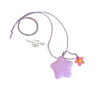 KRJGOERG Collier avec pendentif miroir de maquillage étoiles brillantes et alphabet pour femme, sérotonine, mignon, floral, chaîne de sudation longue à suspendre, 1.0*1.0*1.0