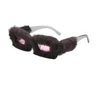 KRJGOERG Peluche Fuzzy Carré lunettes de Soleil Doux Velours Nuances Dames À La Main Partie Mascarade Lunettes pour Femmes Hommes