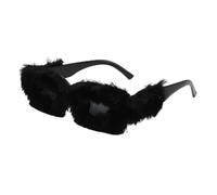 KRJGOERG Peluche Fuzzy Carré lunettes de Soleil Doux Velours Nuances Dames À La Main Partie Mascarade Lunettes pour Femmes Hommes
