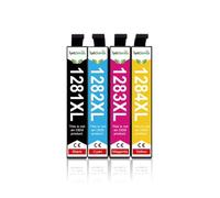 KRLAZdN Cartouche d'encre 12XL T12XL, Compatible avec T1281 T1282 T1283 T1284, Fonctionne avec Stylet S22 SX125 SX130 SX230 SX235W SX445W pour imprimante XL(1set-4pcs)
