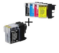 KRLAZdN Compatible avec Les Cartouches d'encre DCP-145C DCP-163C DCP-165C DCP-185C série DCP-195C Fonctionne avec LC980 LC985 LC1100(1 Set 4 PCS 2BK)