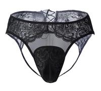 KRLZKID Hommes cachant des Culottes Gaff Travesti Maille de Dentelle String à Bout Chameau sous-vêtements de Cosplay,Black