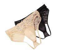 KRLZKID Hommes cachant des Culottes Gaff Travesti Maille de Dentelle String à Bout Chameau sous-vêtements de Cosplay,Black and Skin