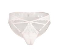 KRLZKID Hommes Crossdresser sous-Vêtements String à Bout Chameau Transgenre Transexuelle Culotte cachée en Maille de Dentelle Respirante,Skin-L