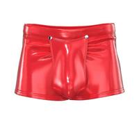 KRLZKID Short en Simili Cuir Hommes Discothèques Cosplay Lingerie en Cuir Verni,Red-XL