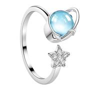 Krmoau Bague avec design planètes et étoiles | Bague réglable en forme de corps céleste | Bague ouverte - Pour femmes, filles, adolescentes, vie quotidienne et fête