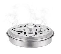 Krmoau Boîte porte-encens | Porte-encens ignifuge en acier inoxydable avec couvercle - Support pour spirales anti-mouches - Utilisation polyvalente pour balcon, terrasse, camping, randonnée, maison