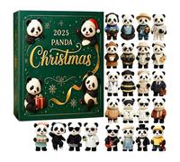 Krmoau Calendrier de compte à rebours panda de Noël - Pendentif plat de 24 jours - Compte à rebours panda - Pour, adolescents, adultes, garçons, filles, femmes, hommes, famille, vacances