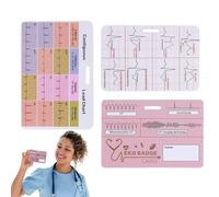 Krmoau Carnet d'interprétation ECG - Carte de poche ECG, 3 accessoires pour clinique, service d'urgence, surveillance intensive, soignants, personnel médical