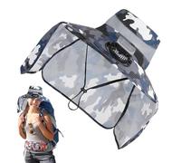 Krmoau Chapeau avec ventilateurs à énergie solaire | Chapeau de pêche respirant - Chapeau de protection solaire avec ventilateur solaire amovible et protège-nuque pour le sport, le camping, bleu, L