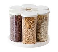 Krmoau Distributeur de céréales, récipient de stockage rotatif à 6 grilles, organisateur de cuisine pour pantry organisation, cabinet de bonbons, céréales, farine, haricots à sucre