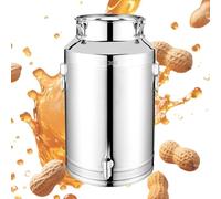Krmoau Fût d'huile en acier inoxydable - 5 l/9 l/14 l - Seau à lait hermétique en acier inoxydable avec couvercle - Bidon d'huile pour l'extérieur, bière, nourriture, farine, café, sucre, céréales