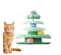 Krmoau Jeu De Piste À Balle pour Chat | Tour à Billes Trois Niveaux,Jeu Puzzle avec Friandises Exercice Antidérapant Enrichissement Mobile Interactif Contre l'Ennui Chasse Anniversaire Petits Espaces