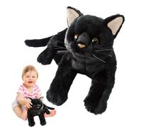 Krmoau Jouet en Peluche Noire pour Chat - en Peluche Douce avec Chat de Dessin animé - Jouet en Peluche pour la Maison, l'école, Le Lieu de Travail