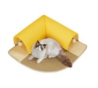 Krmoau Lit pour chat avec tunnel, coussin pour petits animaux de compagnie, grotte 2 en 1 avec tunnel pour petits animaux, avec coussin amovible