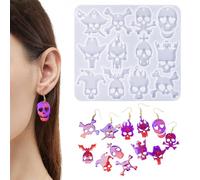 Krmoau Moule en silicone en forme de crâne | Porte-clés avec trous | Moule réutilisable en silicone pour la fabrication de bijoux, résine, bricolage, décoration de fête, accessoires de costume