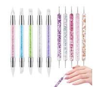 Krmoau Stylo gel de modelage des ongles - Brosse à ongles double face en silicone - Aide à la modelage des ongles - Accessoire de manucure pour la maison et les déplacements