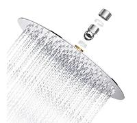 Krobec 8 Pouce/20cm Tete de Douche Rond,Pomme de Tete de Douche Tête de Douche Pluie, Tête de Douche en Acier Inoxydable, Acier Inoxydable 304 Rotatif 360°, Facile à Installer et à Nettoyer.