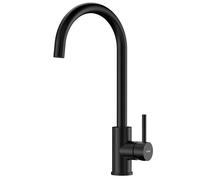 Krobec Robinet de cuisine à bec haut de gamme en acier inoxydable 304 rotatif à 360 °, mitigeur d'évier, robinet d'évier, robinet de cuisine sans plomb. (Noir mat)