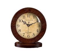 KRODEAIR Horloge de Bureau rétro Horloge de Table rétro, Horloge de Table silencieuse en Bois, Horloge en Bois Massif Horloge de Table silencieuse Simple pour Salon,A