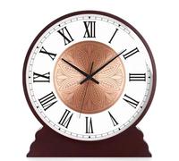 KRODEAIR Horloge de cheminée en Bois Massif, Horloge de Table Vintage, avec Mouvement Silencieux, à Piles, pour Salon, cheminée, Bureau, Cuisine,10inch,C
