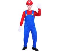Kroilucaly Deguisement Adulte,Super Plumber Brothers Costume adulte enfant, Déguisement Mari Enfants Luigi Costume de Cosplay avec Combinaison,Bonnet,Costume de Carnaval Classique Halloween Cosplay