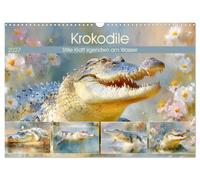 Krokodile. Stille Kraft irgendwo am Wasser (Wandkalender 2027 DIN A3 quer), CALVENDO Monatskalender: Außergewöhnliche Bilder von faszinierenden Krokodilen in der Natur
