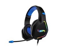 KROM Casque Gaming Hot Wheels KANYON - Casque avec Microphone Flexible, Son 7.1, LED RGB Effet Flow, Bandeau réglable, Contrôleur Volume, USB, PC, PS4, PS5, Noir