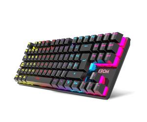 Krom - Clavier mécanique Kasic TKL RGB | Commutateurs réseau 50 M Puls. Format TKL 87 touches, anti-ghosting 25 touches, mode jeu, câble USB 1,5 m, espagnol