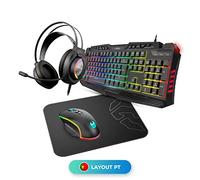 KROM Clavier + Souris + Casque + Tapis de Souris Kit de Jeu RGB Rainbow Kritic