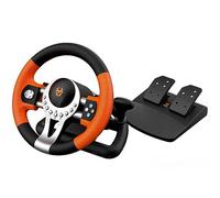 KROM K-Driver - Volant de course avec pédales et vibrations, compatible PC, PS3, PS4 et Xbox One, avec levier de vitesses, palettes et 12 boutons, connexion USB pour jeux de course