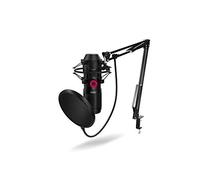 KROM KAPSULE - Kit microphone de streaming, unidirectionnel avec deux capsules à condensateur, audio 3,5 mm, support anti-choc et filtre anti-pop, Compatible avec Windows et MacOS