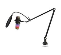 KROM Kaze Pro - Kit Microphone Streaming, Podcast et Gaming. 2 Condensateurs à Capsule, Motifs d'Enregistrement Sélectionnables, Bras Articulé et Base de Table, RGB, Noir