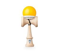 KROM - Kendama Pro Pop LOL Jaune - Bilboquet Japonais - Jouet en Bois pour Adulte et Enfant - Pack : Ficelle de Rechange + Stickers offerts