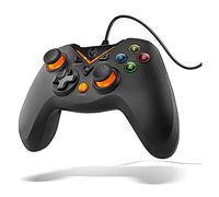 KROM KEY - Manette Gaming USB avec Double Vibration, Joysticks et Gâchettes Analogiques, Boutons Rétroéclairés, Fonction Turbo, Compatible PC, PS3 et Android - Noir